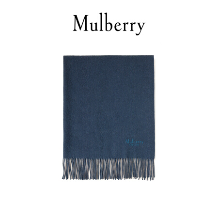 Mulberry/玛珀利2021秋冬新款纯色羔羊毛围巾VS4240 深蓝色