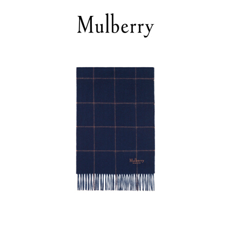 Mulberry/玛珀利小号羔羊毛窗格纹围巾VS4400 海军蓝-驼色U740