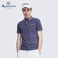 Aquascutum 雅格狮丹 男士夏季纯色简约刺绣短袖POLO衫