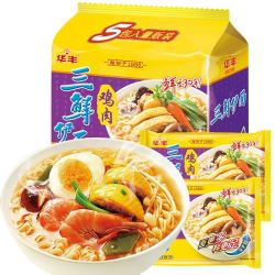 华丰三鲜伊面5包入鸡肉味435g87gx5包速食干吃早餐儿时泡面怀旧方便面