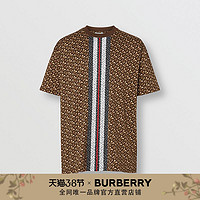 BURBERRY 专属标识条纹棉质T恤衫 80182391（S、马鞍棕）
