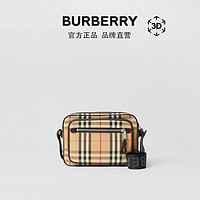 BURBERRY 格纹拼皮革斜背包相机包 80101521（典藏米色）