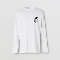BURBERRY 专属标识图案棉质上衣 80243411（S、白色）