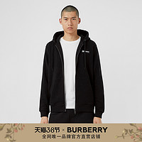 BURBERRY 男装 格纹徽标连帽上衣80256841（M、黑色）