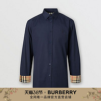 BURBERRY修身图案棉府绸衬衫80323061（MSF、海军蓝）