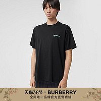 BURBERRY 标语印花棉质宽松 T 恤 80370911（XS、黑色）
