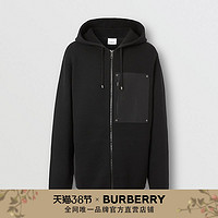 BURBERRY 对比口袋羊毛连帽上衣80357971（S、黑色）