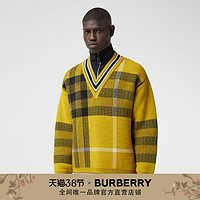 BURBERRY男装 格纹羊毛混纺针织衫 80366041（L、亮黄色）