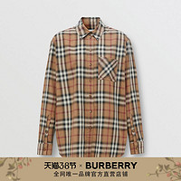 BURBERRY 渐变色格纹宽松衬衫 80373051（4、桦木棕）