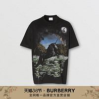 BURBERRY男装 绿地印花宽松T恤衫 80370051（XL、黑色）