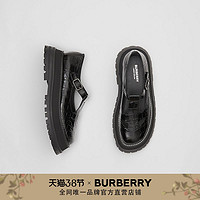 BURBERRY 女鞋 T字型压花皮鞋80119301（38.5、黑色）
