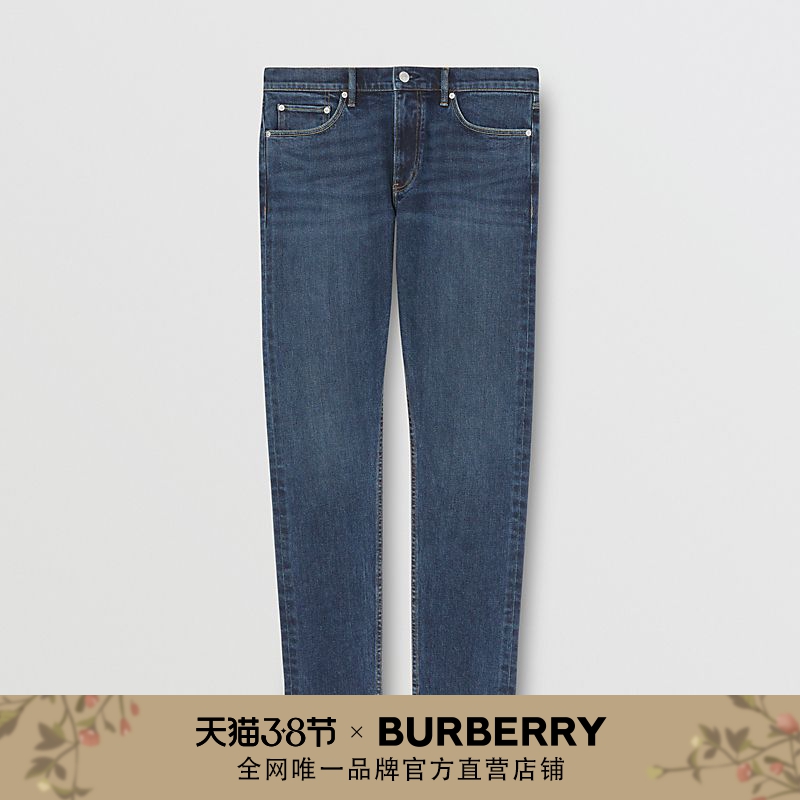 BURBERRY 男装 修身剪裁水洗牛仔裤 80231771（34R、深靛蓝）