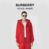 BURBERRY女装 格纹裁片棉质宽松连帽上衣 80245441（M、亮红色）