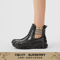 BURBERRY女鞋格纹涂层帆布切尔西靴80217991（36、黑色/典藏米色）