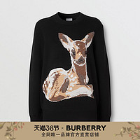 BURBERRY 女装 鹿嵌花羊毛针织衫 80262971（XS、黑色）