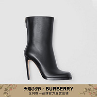 BURBERRY 女鞋 格纹内衬皮革及踝靴 80372011（36、黑色）