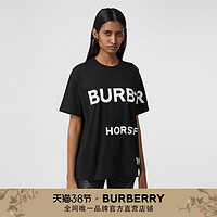 BURBERRY 印花棉质宽松 T 恤衫 80407641（XXS、黑色）