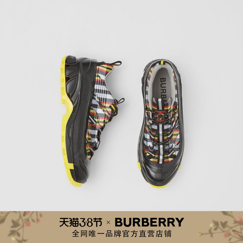 BURBERRY男鞋 格纹尼龙 Arthur 运动鞋 80379221（43、黄色）