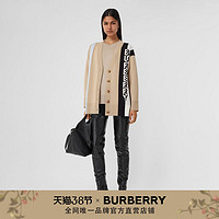 BURBERRY女装 徽标美利奴羊毛混纺开衫 80391841（S、柔黄褐色）