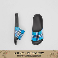 BURBERRY 女鞋 格纹印花拖鞋 80395511（38、湛蓝色）