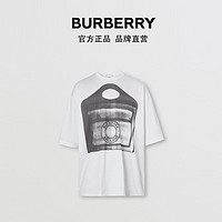 BURBERRY 口袋包印花平织棉质T恤衫 45676221（S、白色）