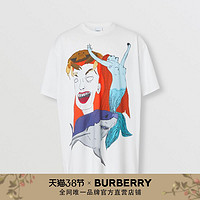 BURBERRY 印花轻薄棉质平织 T 恤衫 45676141（S、白色）