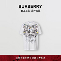 BURBERRY 棉质宽松T恤衫 80406781（M、白色）