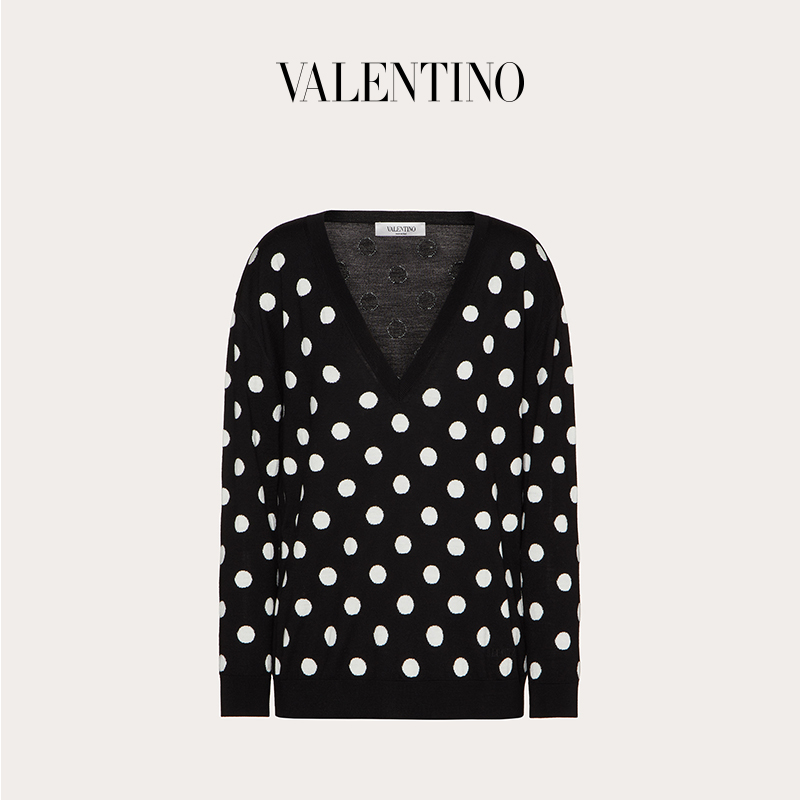 Valentino/华伦天奴女士新品 黑色 提花羊毛衫（S、黑色）