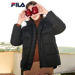 fila斐乐官方男士羽绒服冬季保暖连帽短款羽绒外套男时尚正黑色