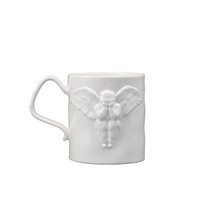 稀奇艺术 骨瓷茶杯金把天使浮雕创意马克杯送朋友送领导生日礼物艺术衍生品 白把（礼盒装）