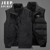 JEEP SPIRIT 秋冬新款吉普双面穿马甲速干立领保暖背心户外防风两面穿外套(HL-JC30777黑色 XL)