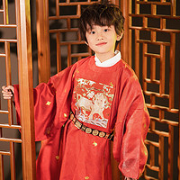 重回汉唐 白玉狮原创儿童改良圆领袍明制新年汉服秋冬季男童拜年服