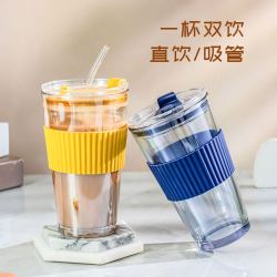 lovwish乐唯诗玻璃杯吸管电镀杯玻璃水杯女杯子带盖成人耐热可爱少女