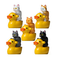 KIDNOAM 戏水系列5款骑黄色鸭子猫咪小猫微景观园艺造景公仔创意手办公仔 骑黄鸭猫咪