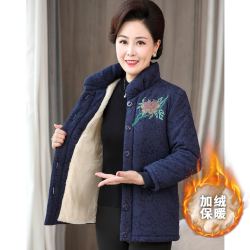 福玛玛冬装新款中老年女装绣花刺绣棉服妈妈装女式棉衣上衣