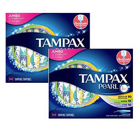 TAMPAX 丹碧絲 Tampax 超大吸收量珍珠塑膠導管衛生棉條，無香型，50支，4盒裝（共200支）