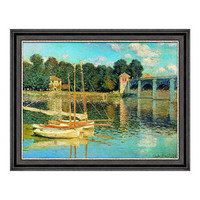 雅昌 莫奈 风景油画《阿尔让特依之桥》81x63cm 油画布 爵士黑