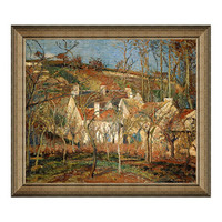 雅昌 毕沙罗 欧式风景油画《冬天村庄的红色屋顶》72×62cm 油画布 典雅栗