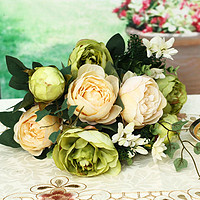 ANLUNOB 英倫歐堡 歐式仿真花套裝玫瑰花束裝飾花擺件花瓶插花干花假花絹花客廳擺設