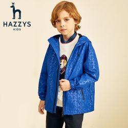 hazzys哈吉斯男童风衣连帽外套