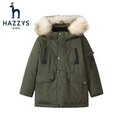 hazzys哈吉斯儿童中长款鹅绒羽绒服