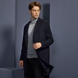 teenieweenie小熊男装冬季休闲简约百搭上衣男士中长款毛呢大衣