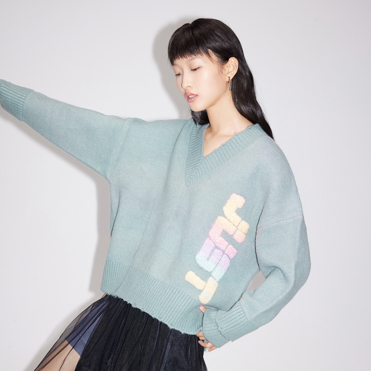 LILY 丽丽 女士V领毛衣 121459TK959322