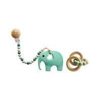 3 Stories Trading Tiny Teethers Infant Silicone And Beech Rattle And Teether Gift Set, Elephant