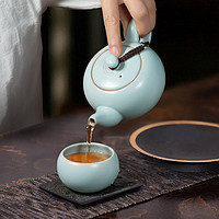 移动端、京东百亿补贴：东道 福缘茶壶半组 茶具套装 8件套 天青