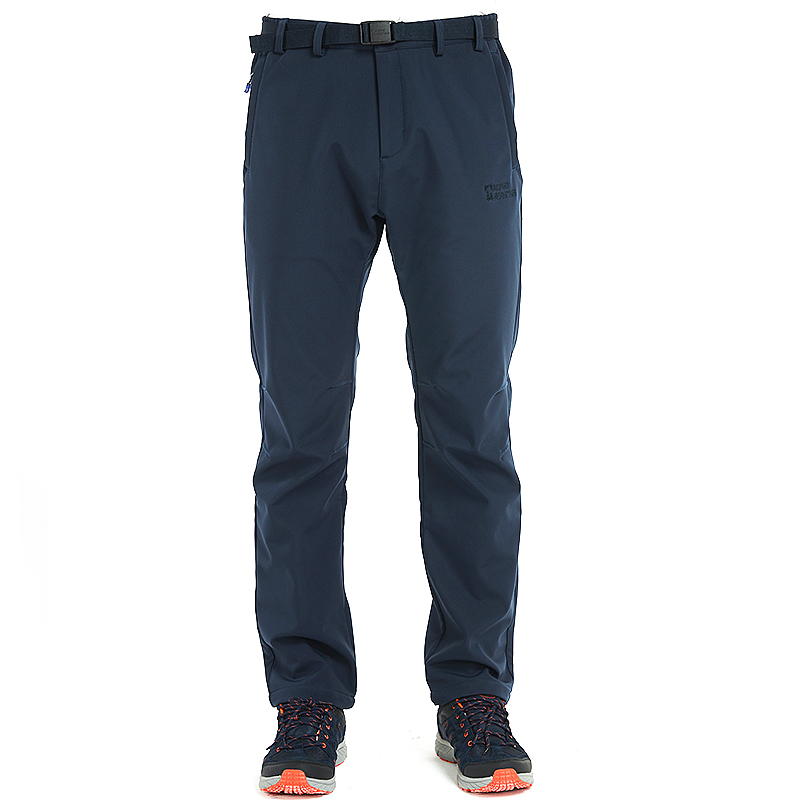  ALPINT MOUNTAIN 户外软壳冲锋裤款抓绒保暖登山裤防泼水防风 黑色 男 XXL 藏蓝 男 S