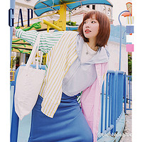 Gap女装纯棉落肩袖廓形个性长袖衬衫755814春季2022新款休闲上衣 165/84A(XS) 蓝色条纹
