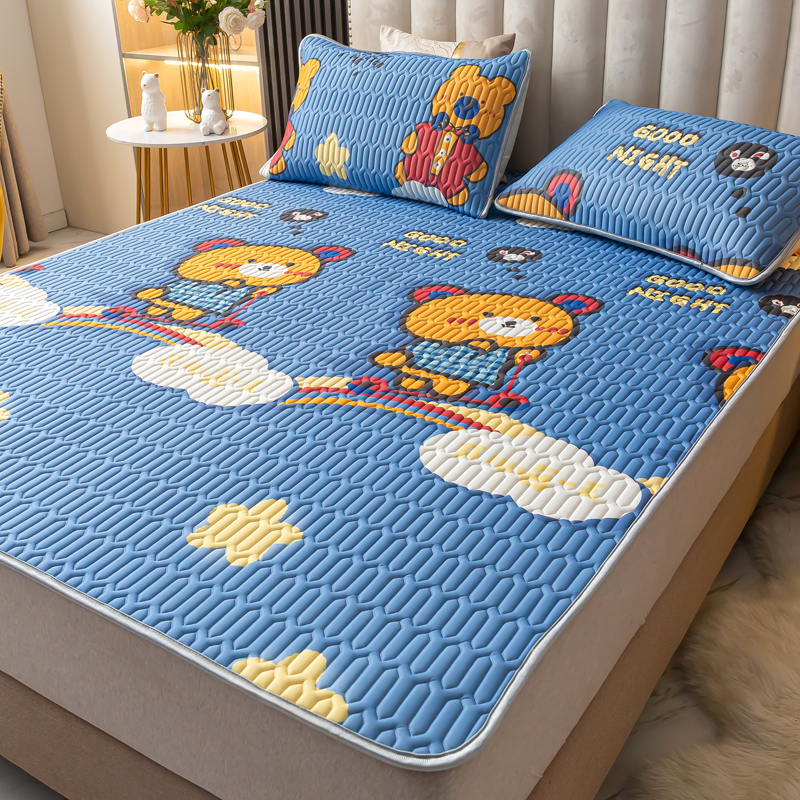 流川枫 凉感冰丝乳胶凉席三件套乳胶席印花套件 YunC-心花怒放 1.5m床/150*195cm三件套 1.5m床/150*195cm三件套 YunC-小熊