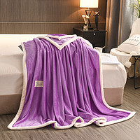 辰枫家纺 牛奶绒毛毯双层加厚春秋冬季礼品毯子单双人多功能盖毯 驼色 180x200cm 紫色 200x230cm