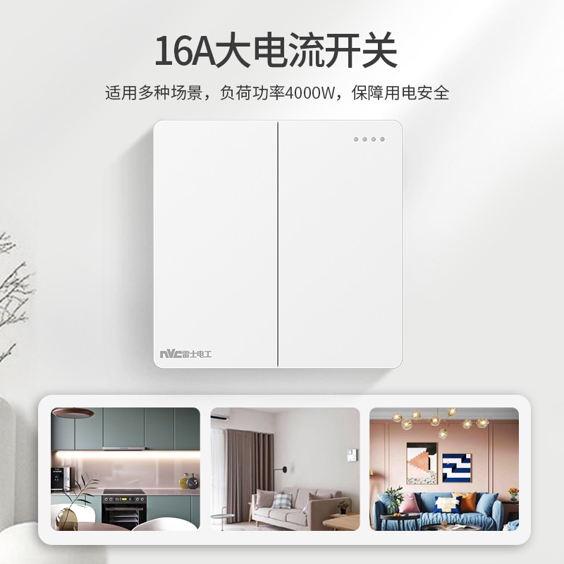  雷士 NVC   Lighting电工 雷士 NVC   Lighting 开关插座面板 86型16a空调插座 usb五孔墙壁面网络网线插座面板N20白 正五孔插座十只装 四开双控